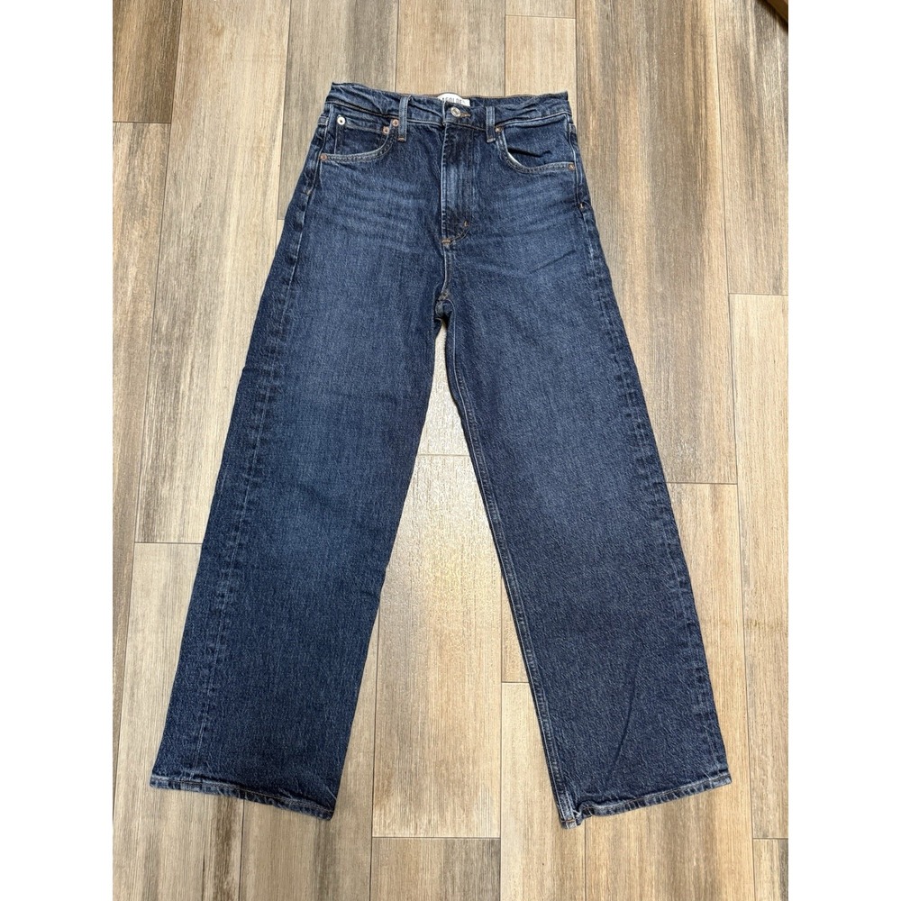 $228 Agolde Ren Women's Wide Leg Dark Wash Denim Jeans Sz 25 Casual Quiet Luxury